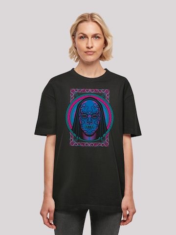 F4NT4STIC Oversized shirt 'Harry Potter Neon Death Eater Mask' in Zwart: voorkant