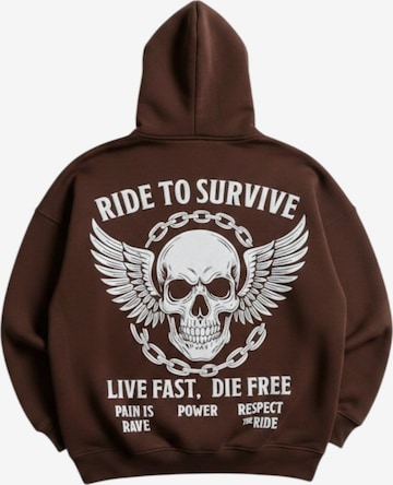 Kleidermafia Collegepaita 'Ride to Survive' värissä ruskea: etupuoli