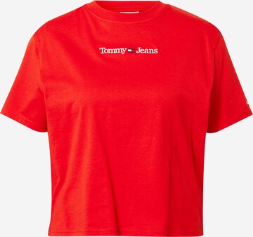 Tommy Jeans Tričko 'Serif Linear' – červená: přední strana