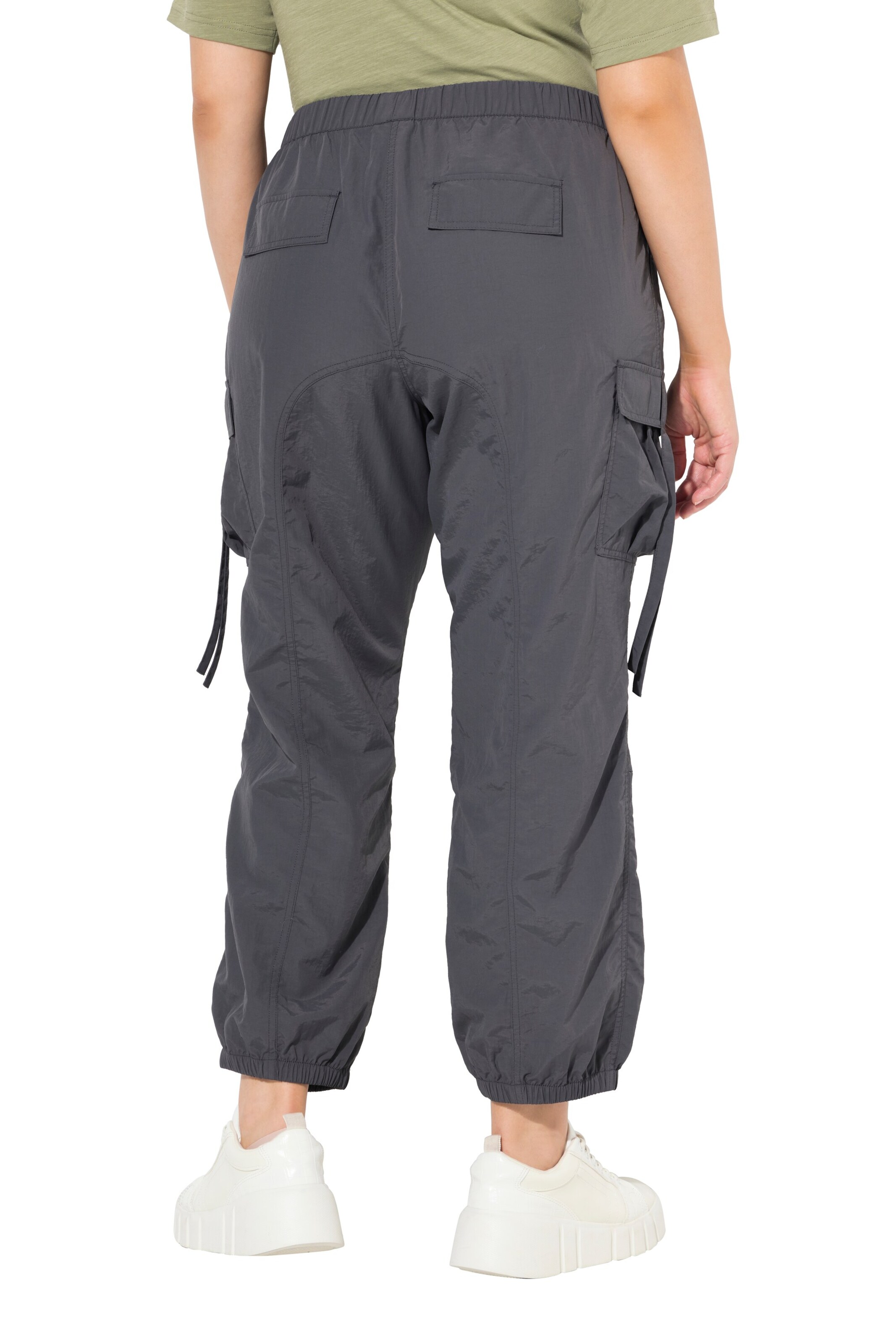 Ulla Popken Tapered Cargo Pants in Grey