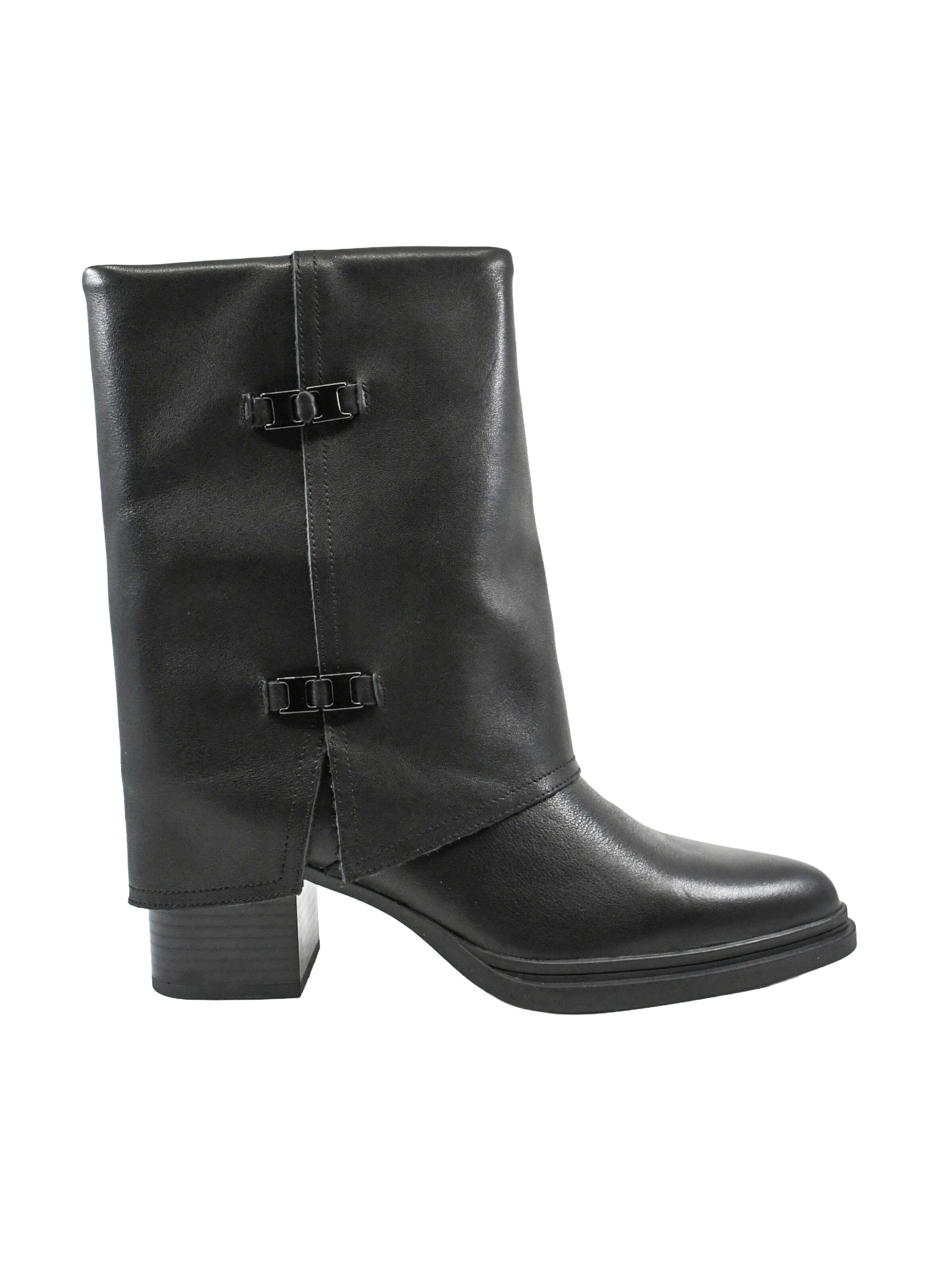 Cizme de cowboy 'Cowboy boot 'Ghete damă Anna Viotti stil western cu manșetă, negre din piele naturală GOR80935'' de la In Tempo pe negru