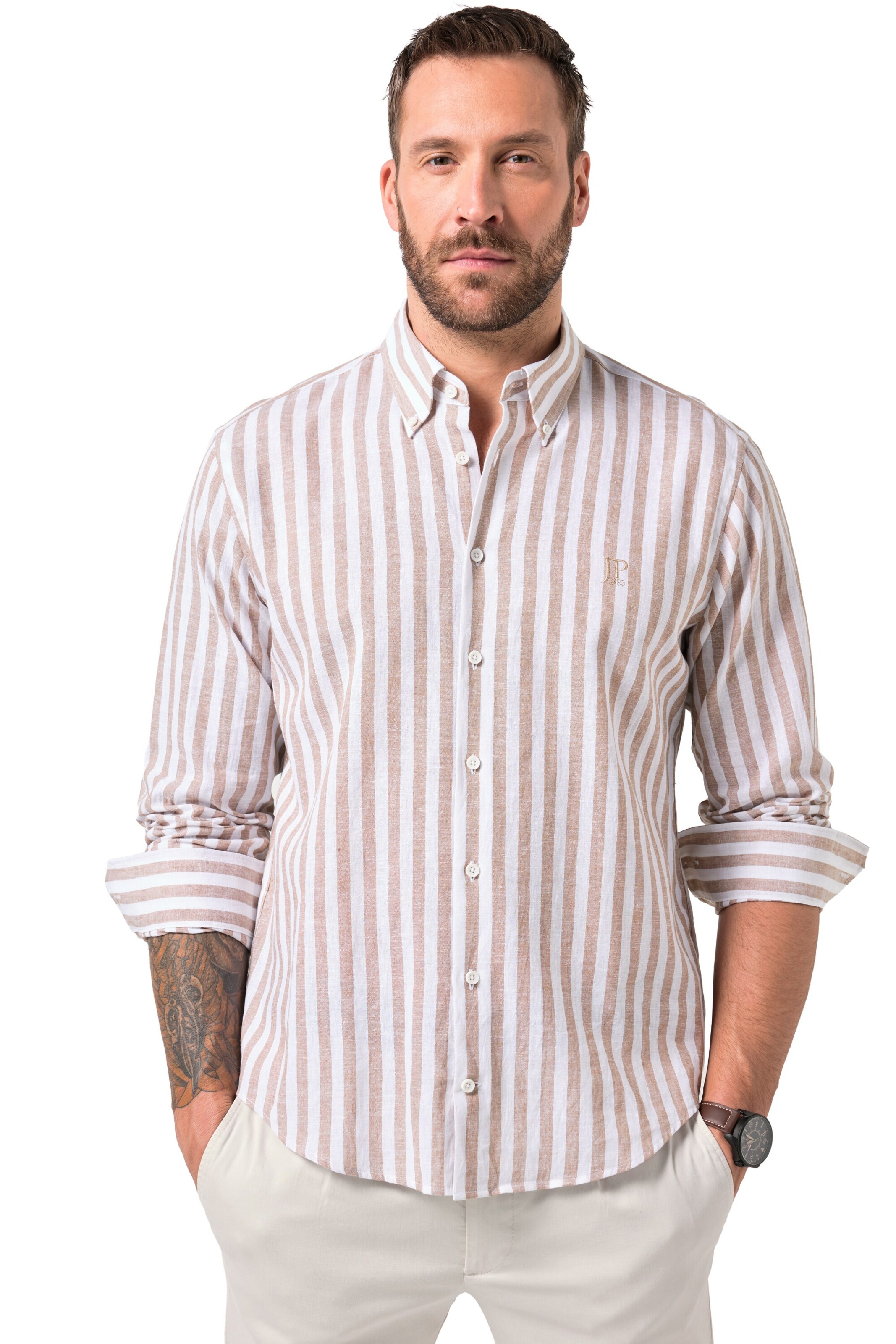 JP1880 Regular Fit Hemd in Beige: Vorderseite