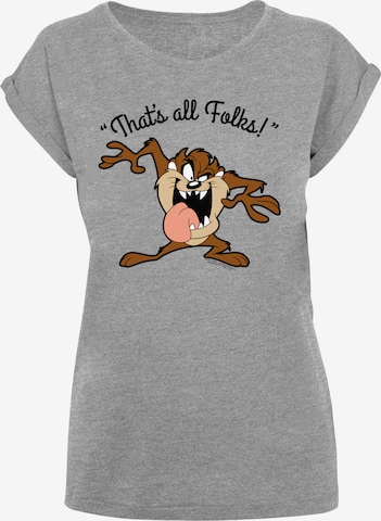F4NT4STIC Shirt 'Looney Tunes Taz That's All Folks' in Grijs: voorkant