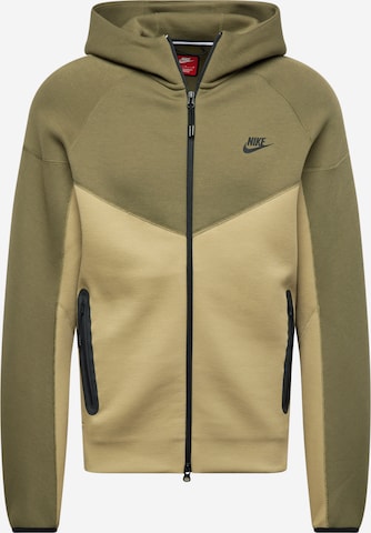 Nike Sportswear Zip-Up Hoodie 'TCH FLC' in Green: front