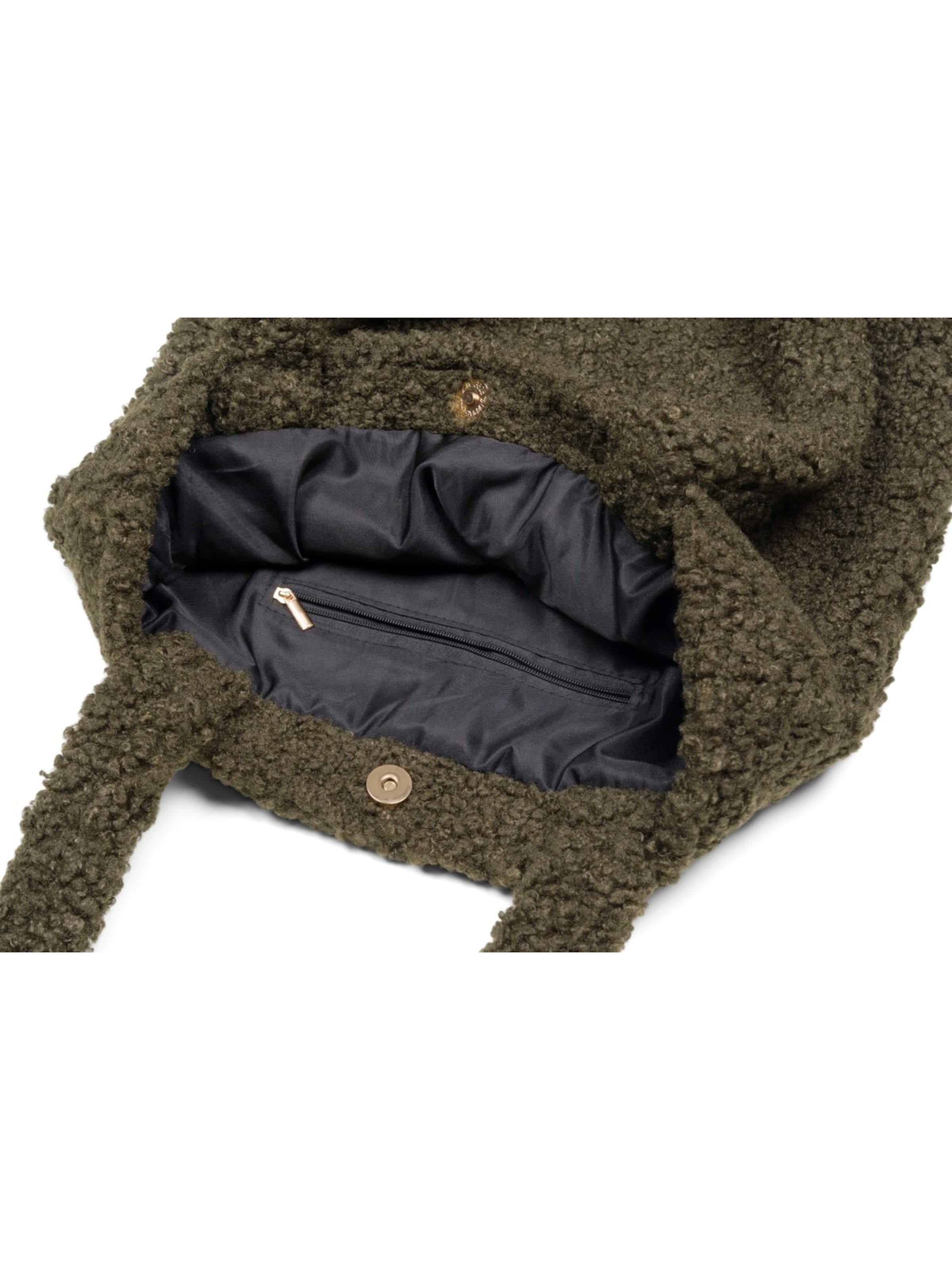 styleBREAKER Shoulder Bag 'Teddyfell Beuteltasche' in Green