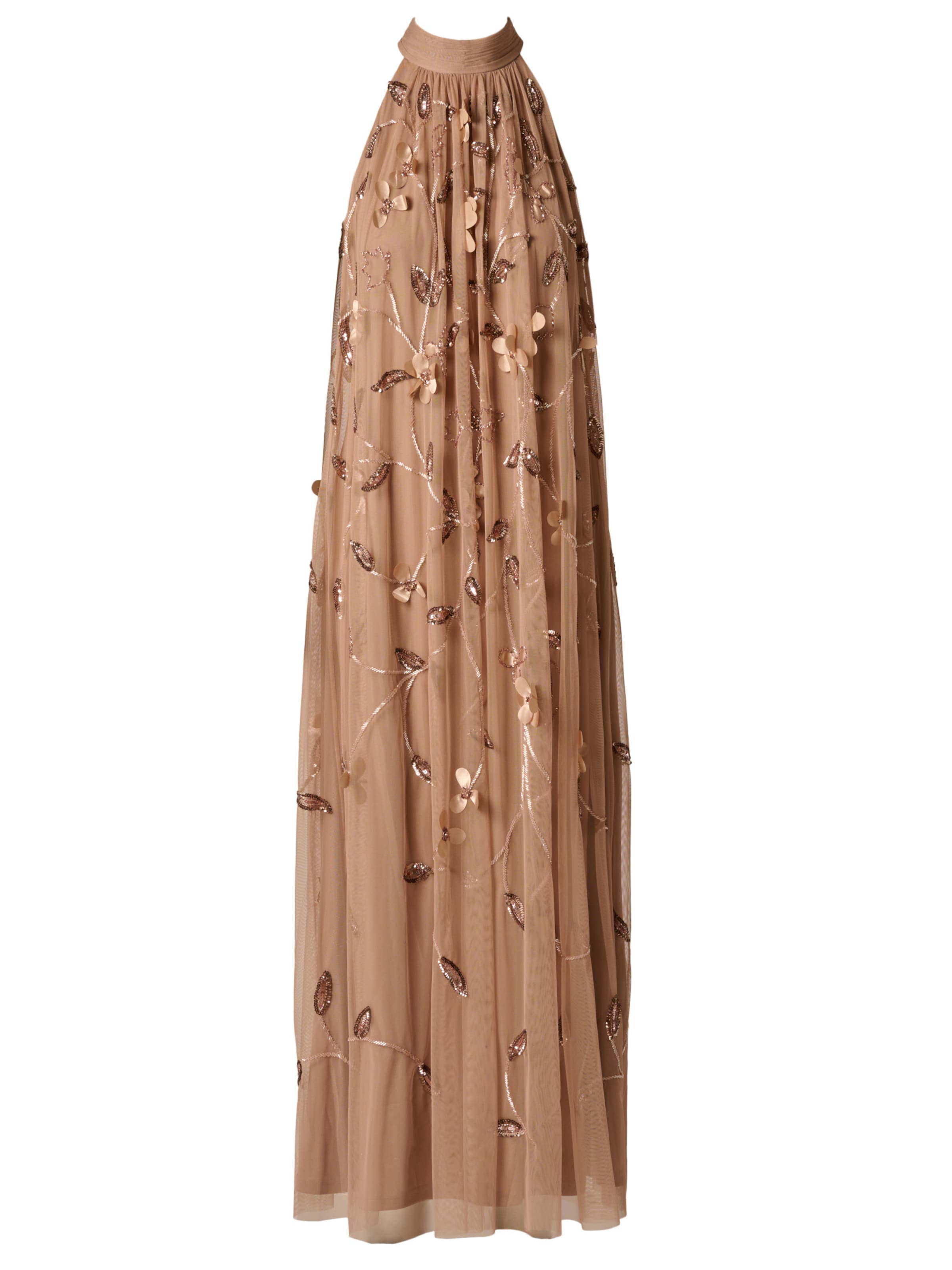 Adrianna Papell Evening Dress 'Bead Trapeze Maxi Dress' in Brown: front