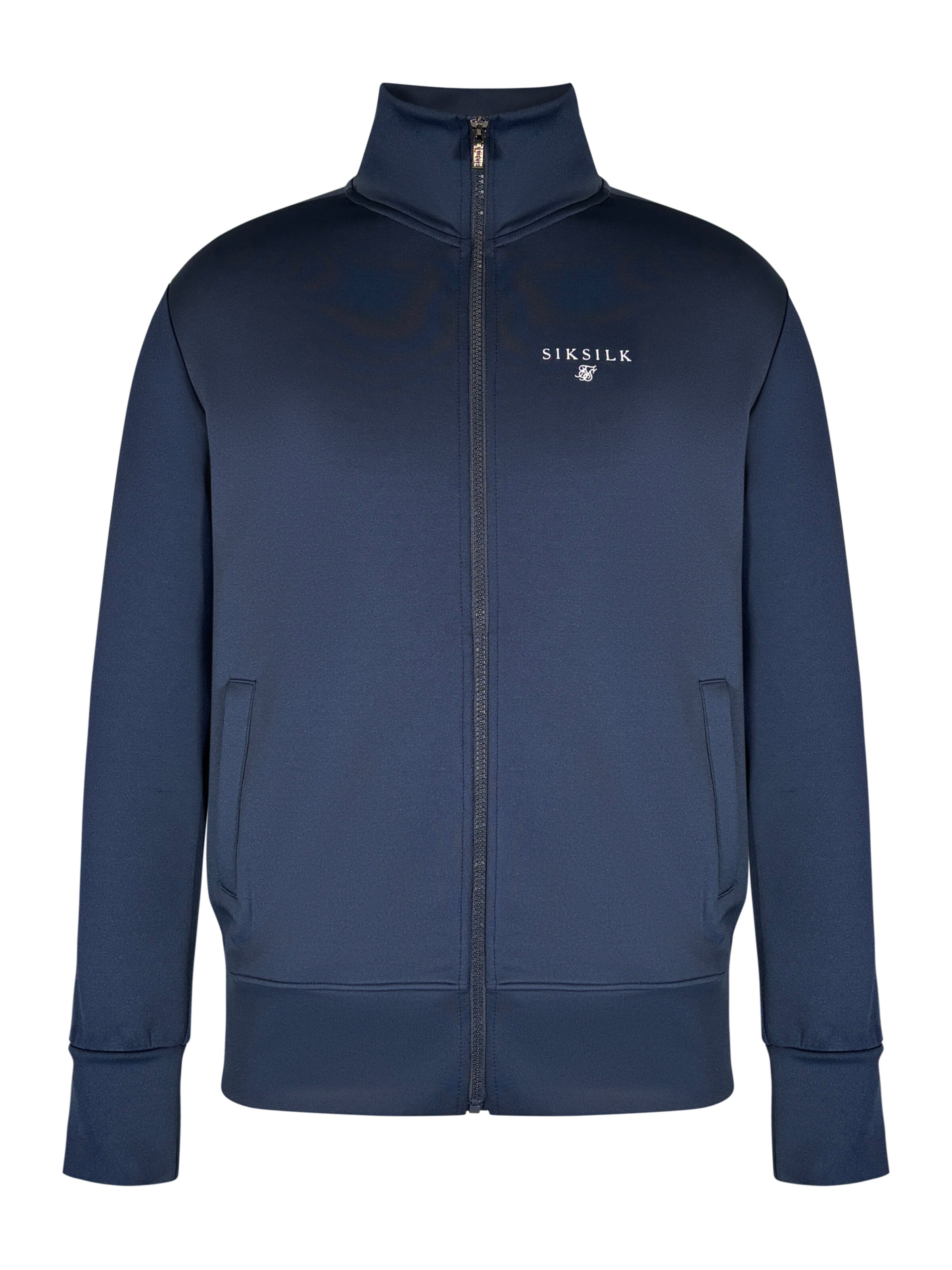 SikSilk Sweatvest 'Essentials Poly' in Blauw: voorkant