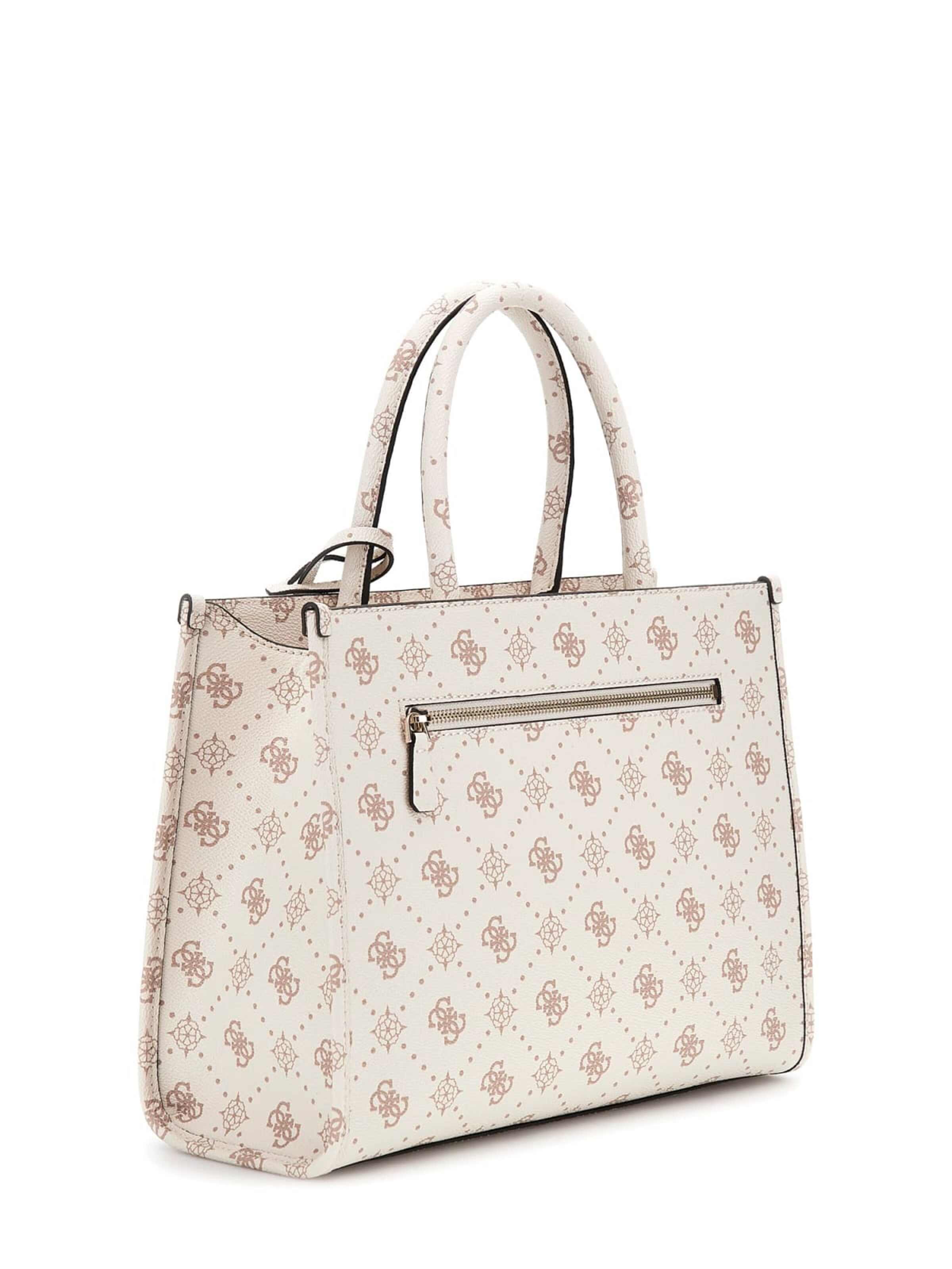 GUESS - Bolso de hombro 'Guess Sac BandouliÃ¨re Silia Girlfriend Sat Vanilla Logo GP989022' en blanco