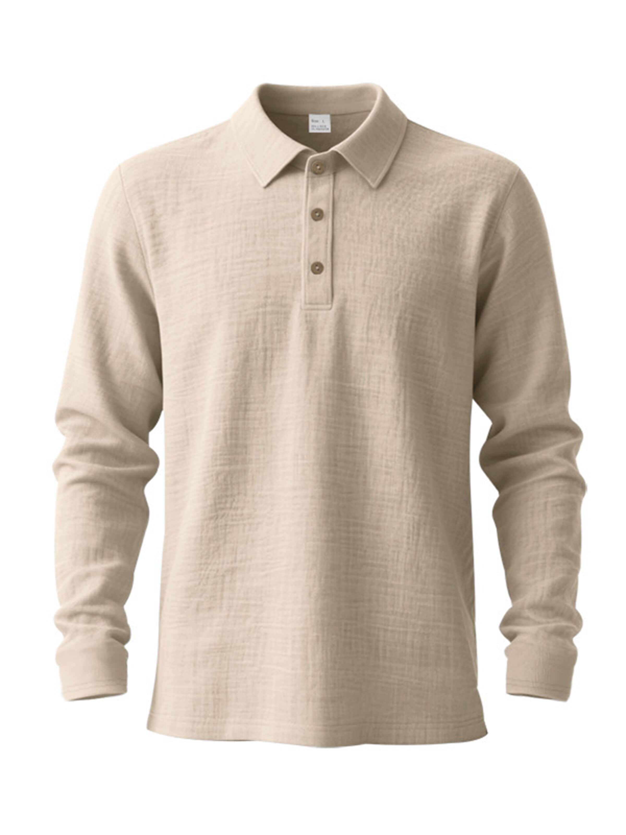 KoJooin Shirt 'Herren Langarm Polo-Shirt – Lockerer Schnitt, Komfortabler Casual-Look' in Beige