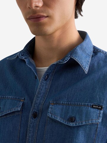 REPLAY Regular fit Button Up Shirt in Blue