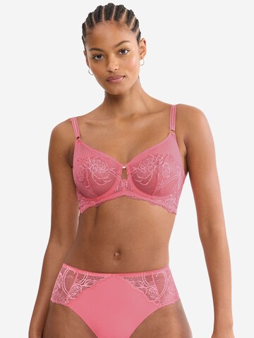TRIUMPH T-shirt BH ' Wild Peony Florale ' in Roze: voorkant