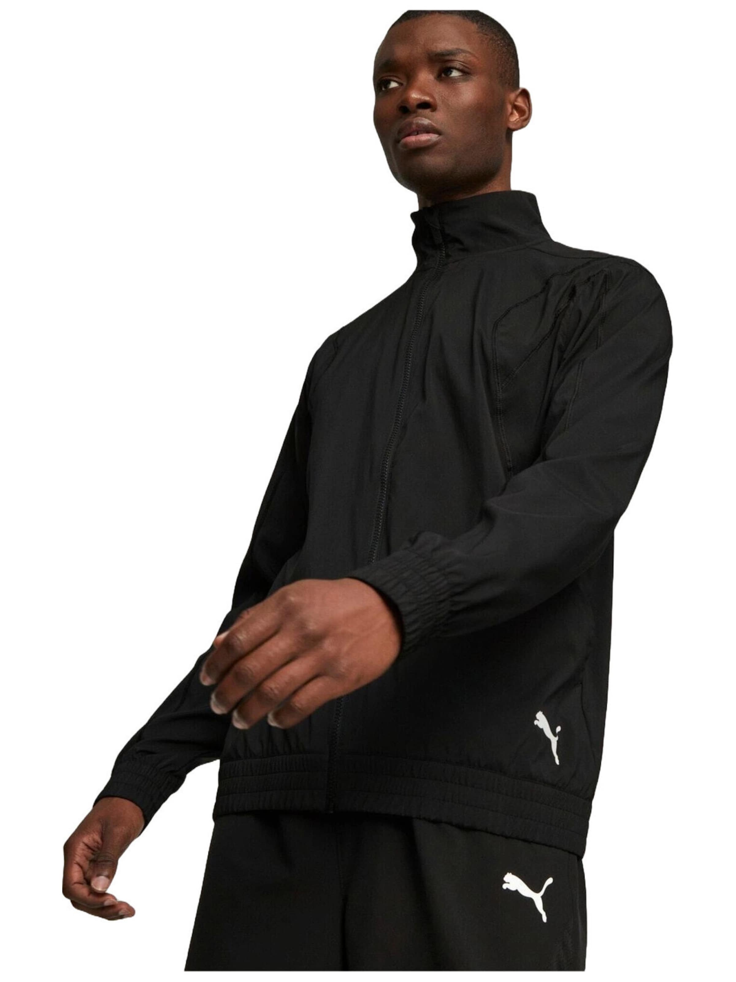 Giacca sportiva 'Puma Zip-up Tracksuit Jacket Fit Woven' di PUMA in nero: frontale