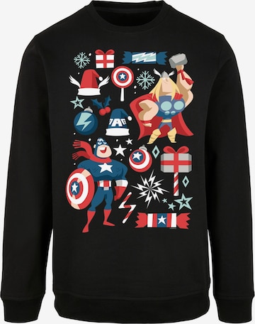 F4NT4STIC Sweatshirt 'Marvel Universe Thor And Captain America Christmas Day' in Zwart: voorkant