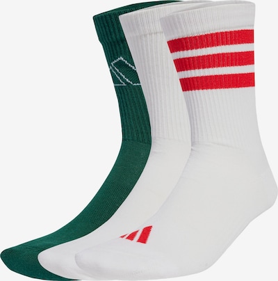 ADIDAS SPORTSWEAR Chaussettes de sport 'Logo 3 Pairs' en vert foncé / rouge / blanc, Vue avec produit