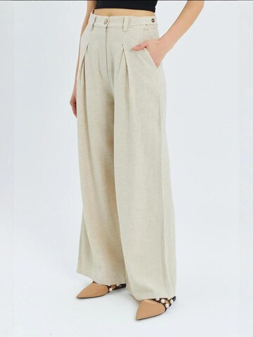 MixRay Wide leg Bandplooibroek in Beige