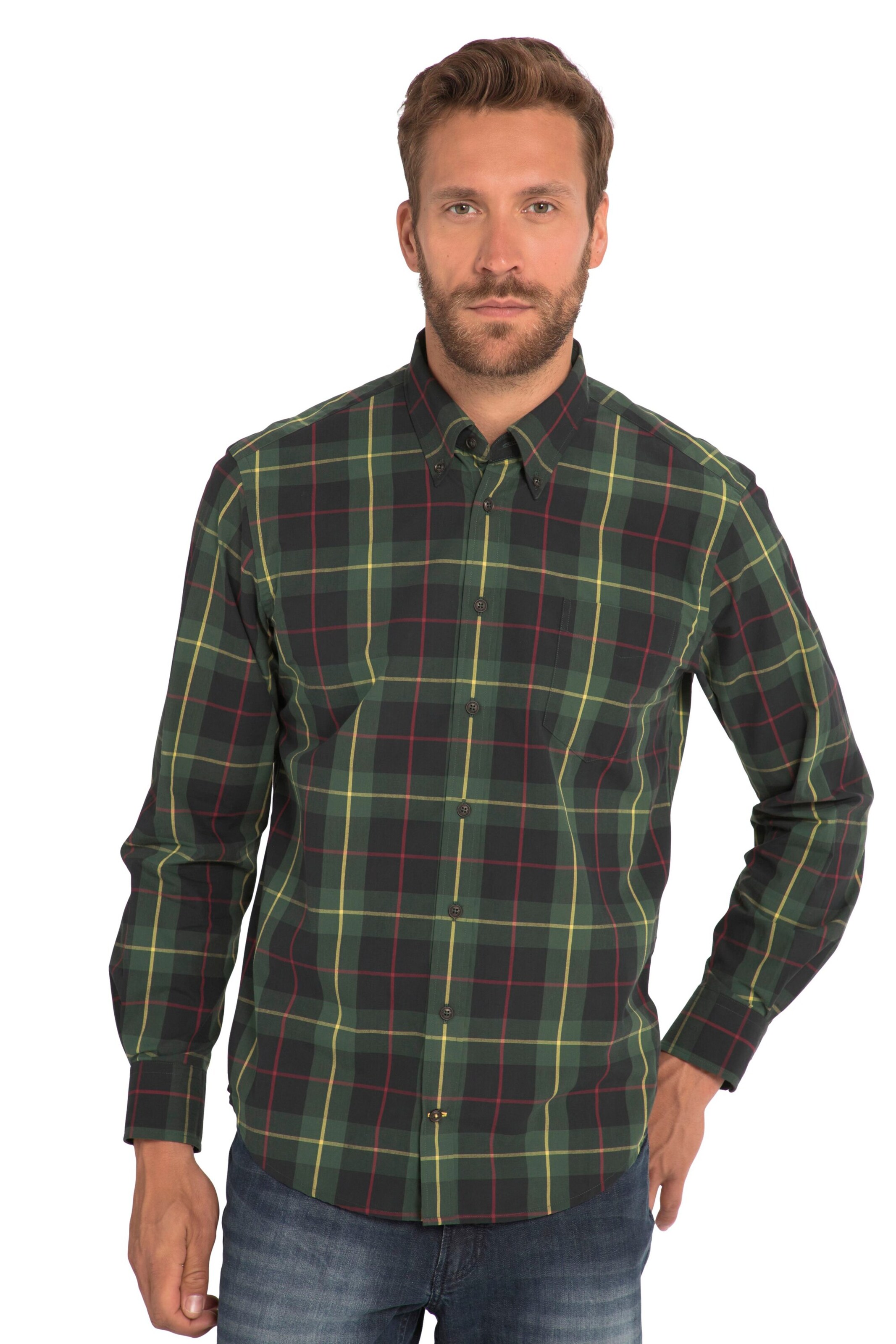 JP1880 Regular Fit Hemd in Grün: Vorderseite
