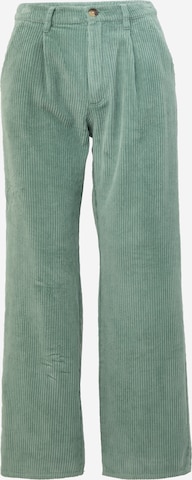 QS Regular Pleat-Front Pants in Green: front