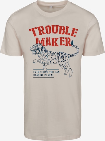 Merchcode Shirt 'Troublemaker' in Wit: voorkant