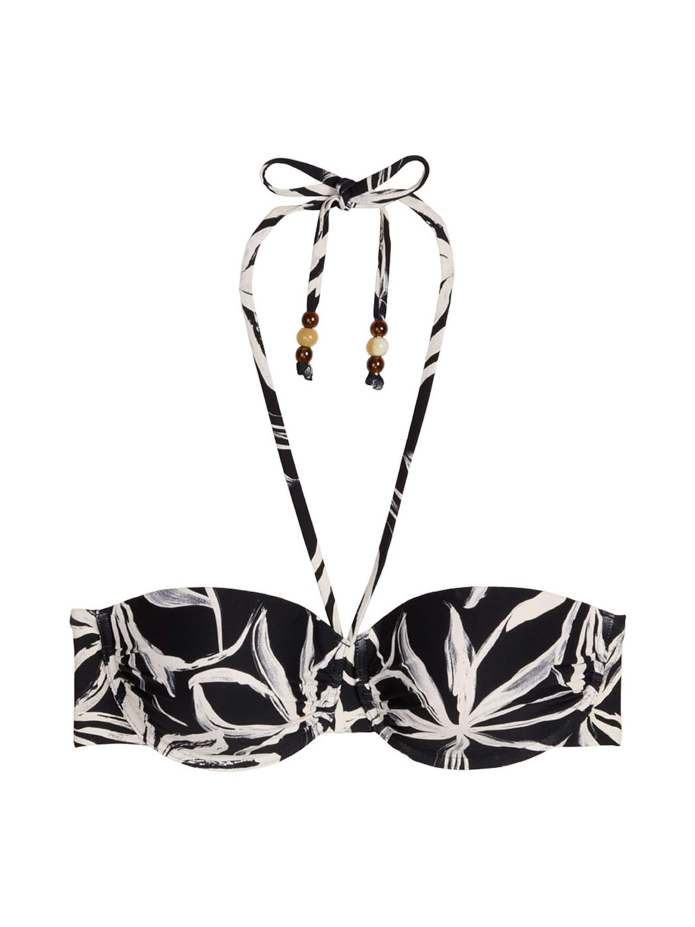 Marc O'Polo Bandeau Bikini top ' Abstract Floral ' in Black: front