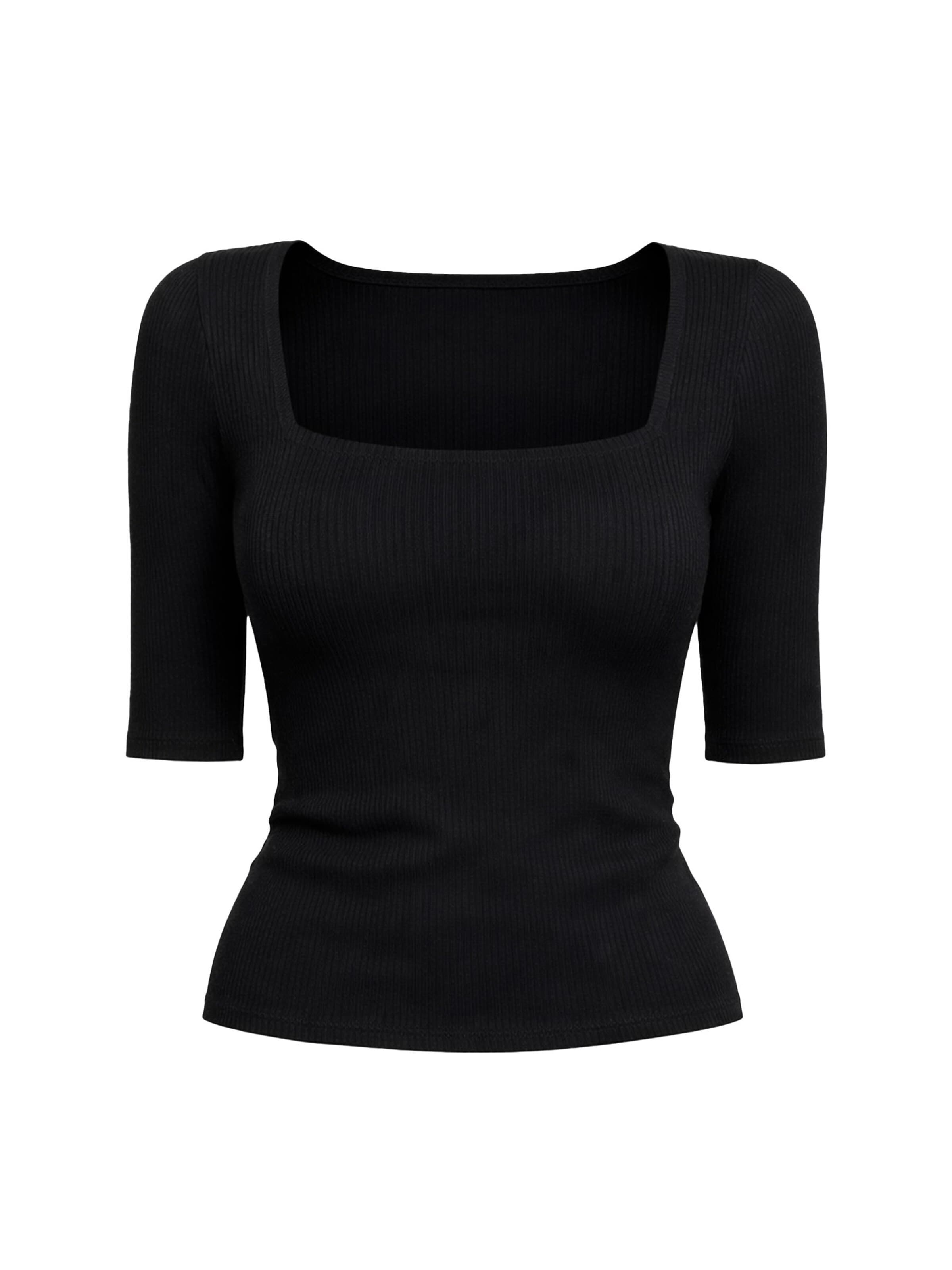 melns PANTHEROAR T-Krekls 'Caro Neck Short Sleeve Top'