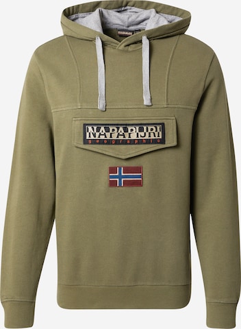 NAPAPIJRI Sweatshirt 'BURGEES SUM' in Groen: voorkant