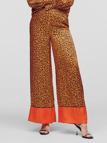 Karl Lagerfeld - Perna larga Calças em amarelo: frente