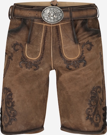 Krüger Buam Regular Traditional Pants in Brown: front