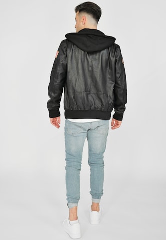 TOP GUN Lederjacke mit Kapuze ' TG20212111 ' in Schwarz