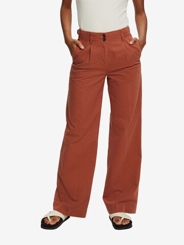 ESPRIT Wide leg Chino in Bruin: voorkant