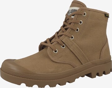 Palladium Lace-Up Ankle Boots in Brown: front