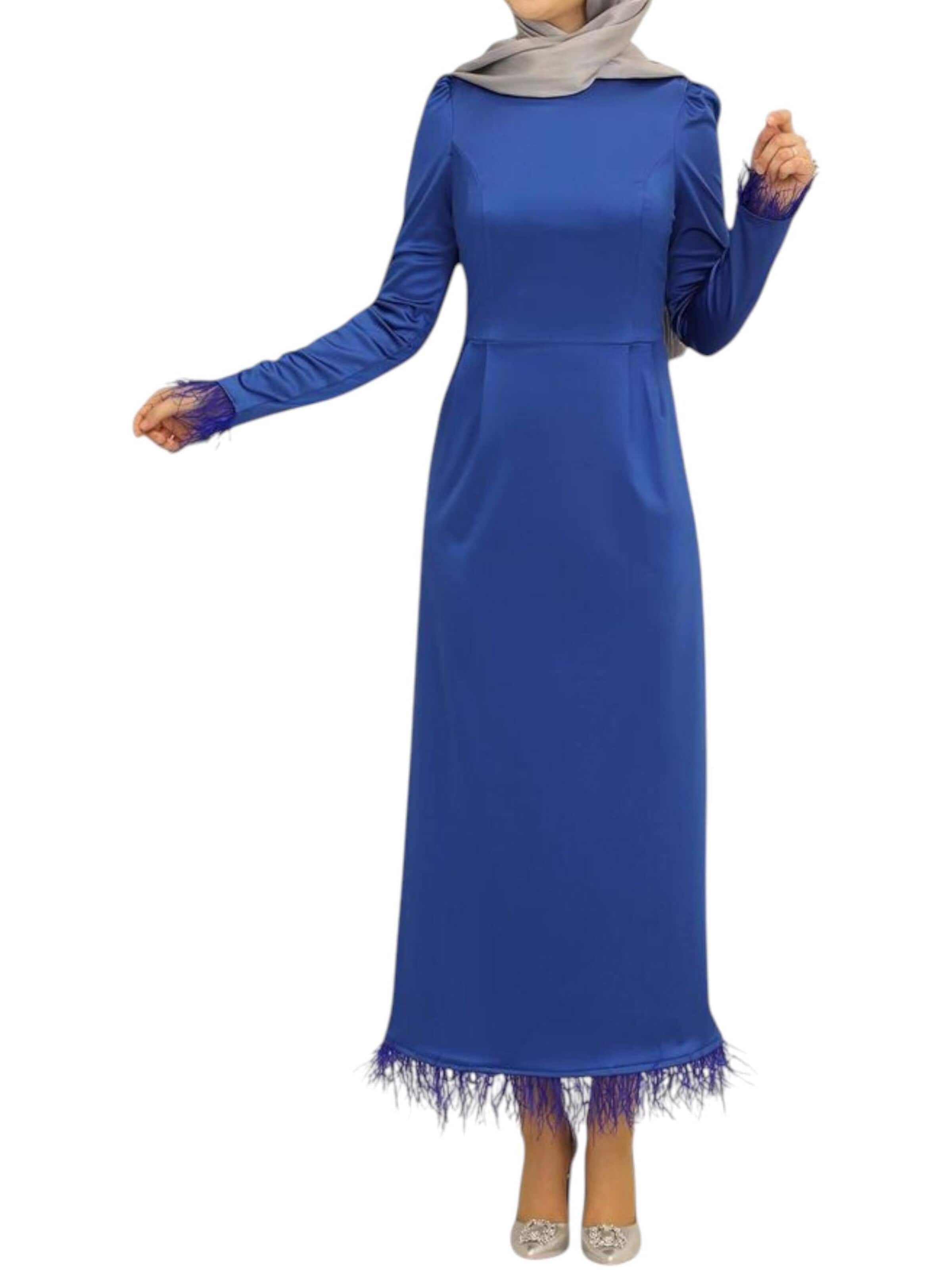 Abito da sera 'Feather Grace' di fashionshowcase in blu