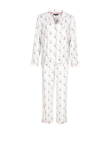 Loungeable Pyjama 'Paris Ooh Lala' in Weiß: Vorderseite