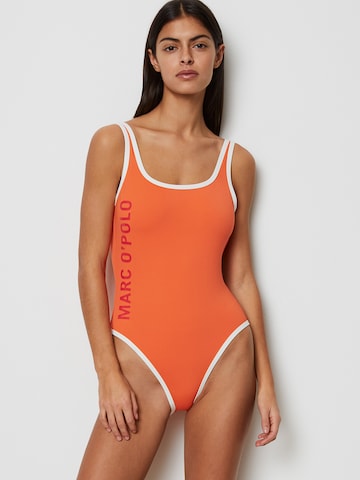 Marc O'Polo Bralette Swimsuit ' High Shine ' in Orange: front