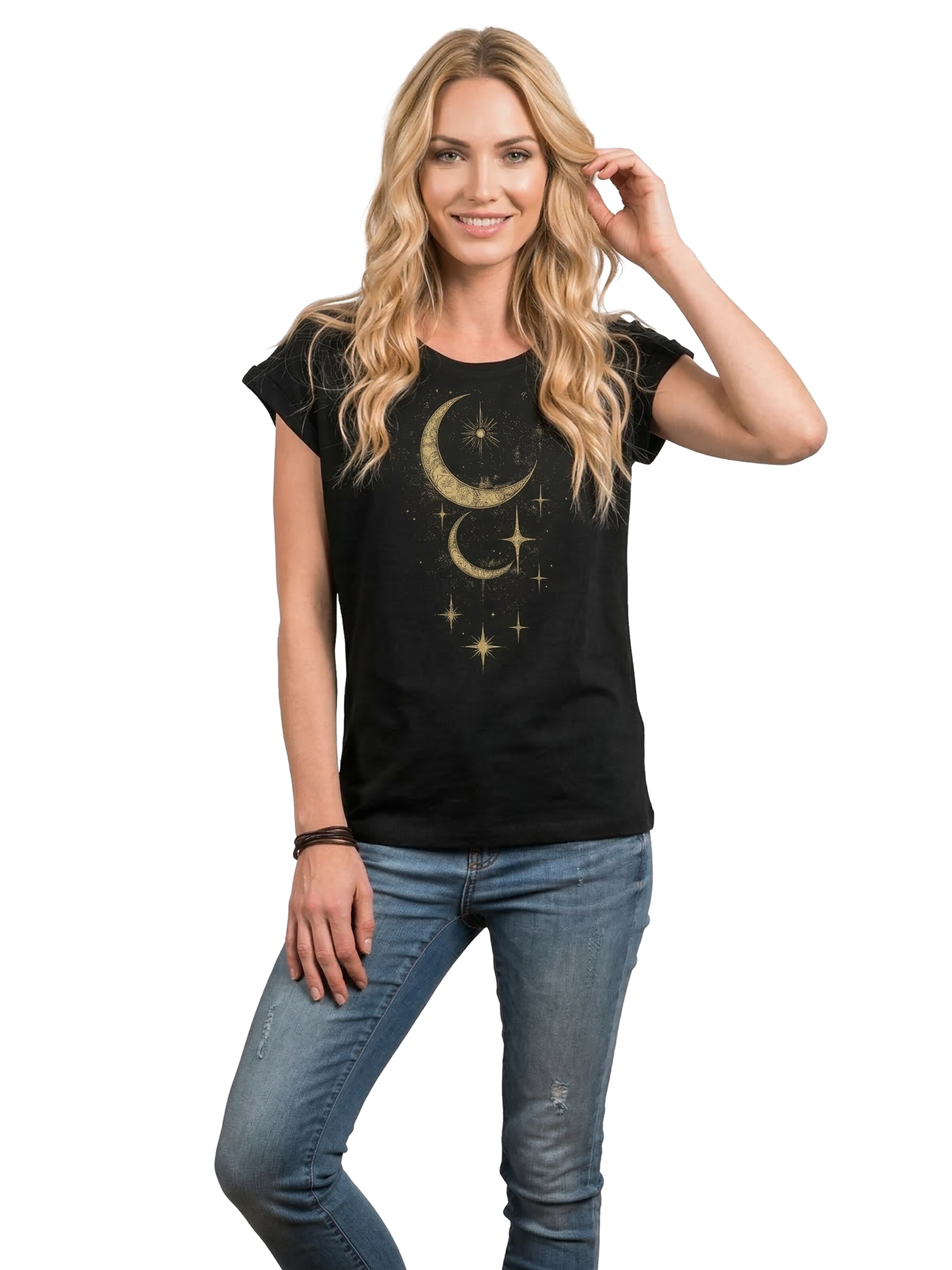MAKAYA Shirt 'Moon Stars' in Black