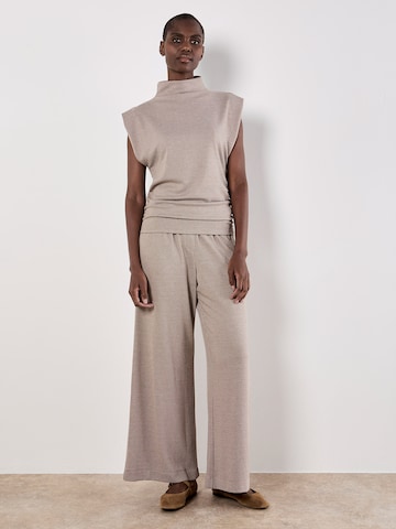 Apricot Wide Leg Mini Dogtooth Soft Wide Leg Trousers ' ' in Beige