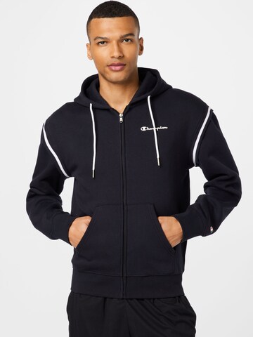 Champion Authentic Athletic Apparel - Sudadera con cremallera en negro: frente