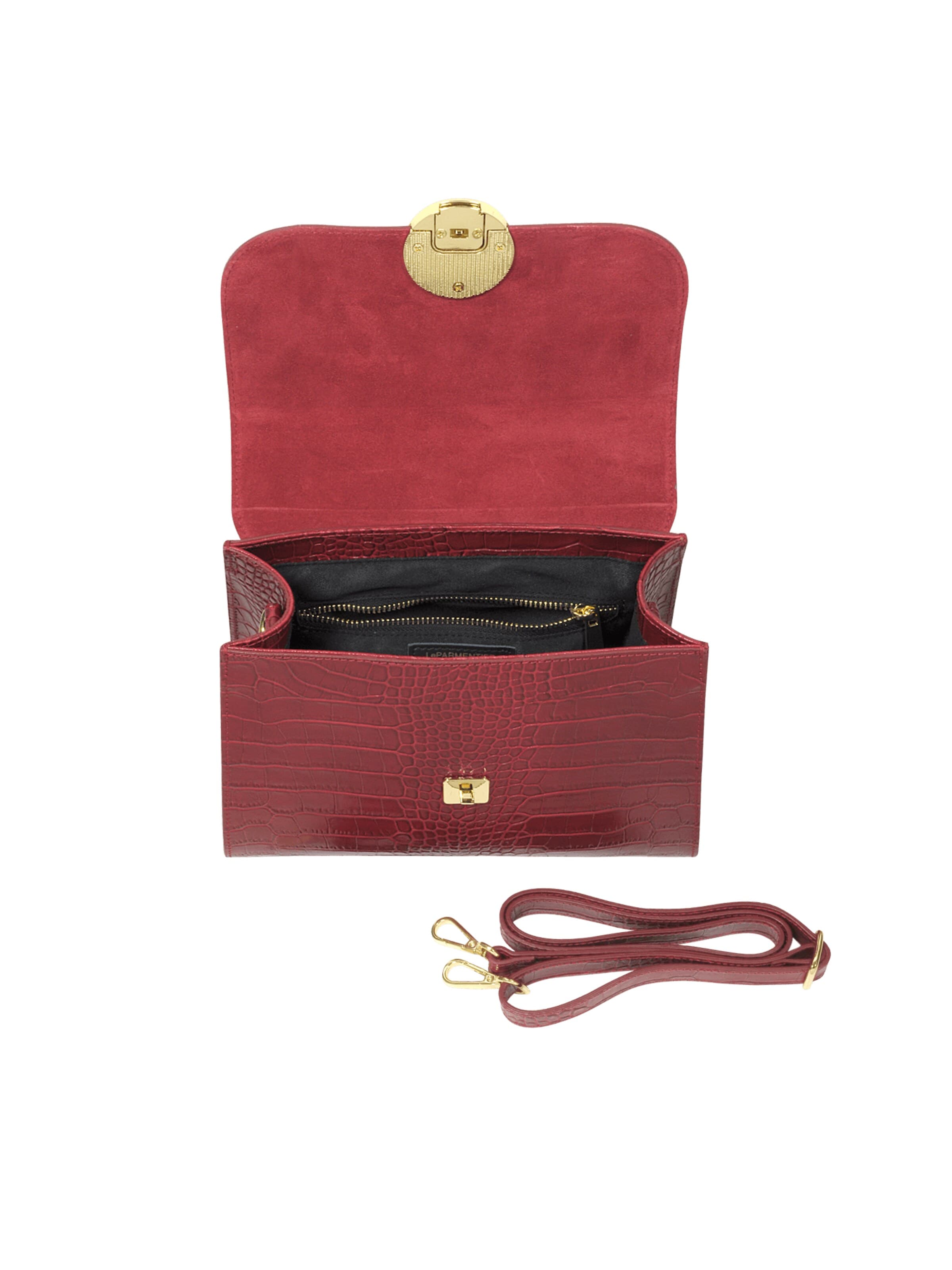 LeParmentier Handbag 'Bombo Croco' in Red