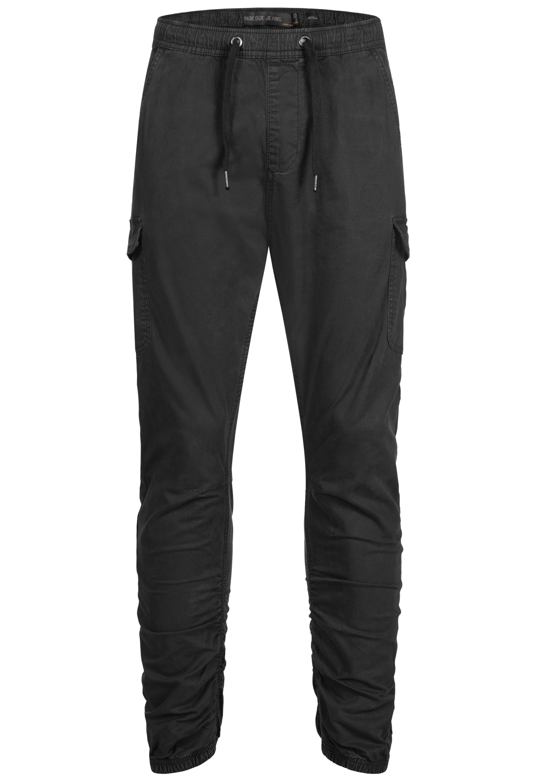 INDICODE JEANS Chino trousers 'Proff' in Black: front