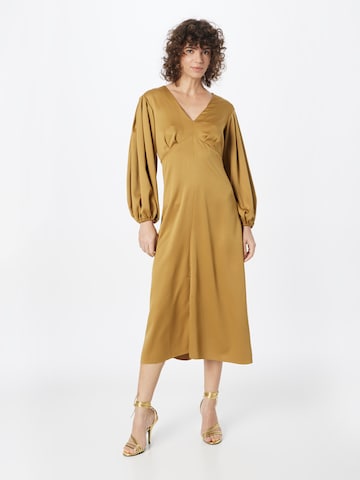 Closet London Dress in Bronze: front