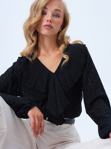 Trend Alaçatı Stili Blus i svart