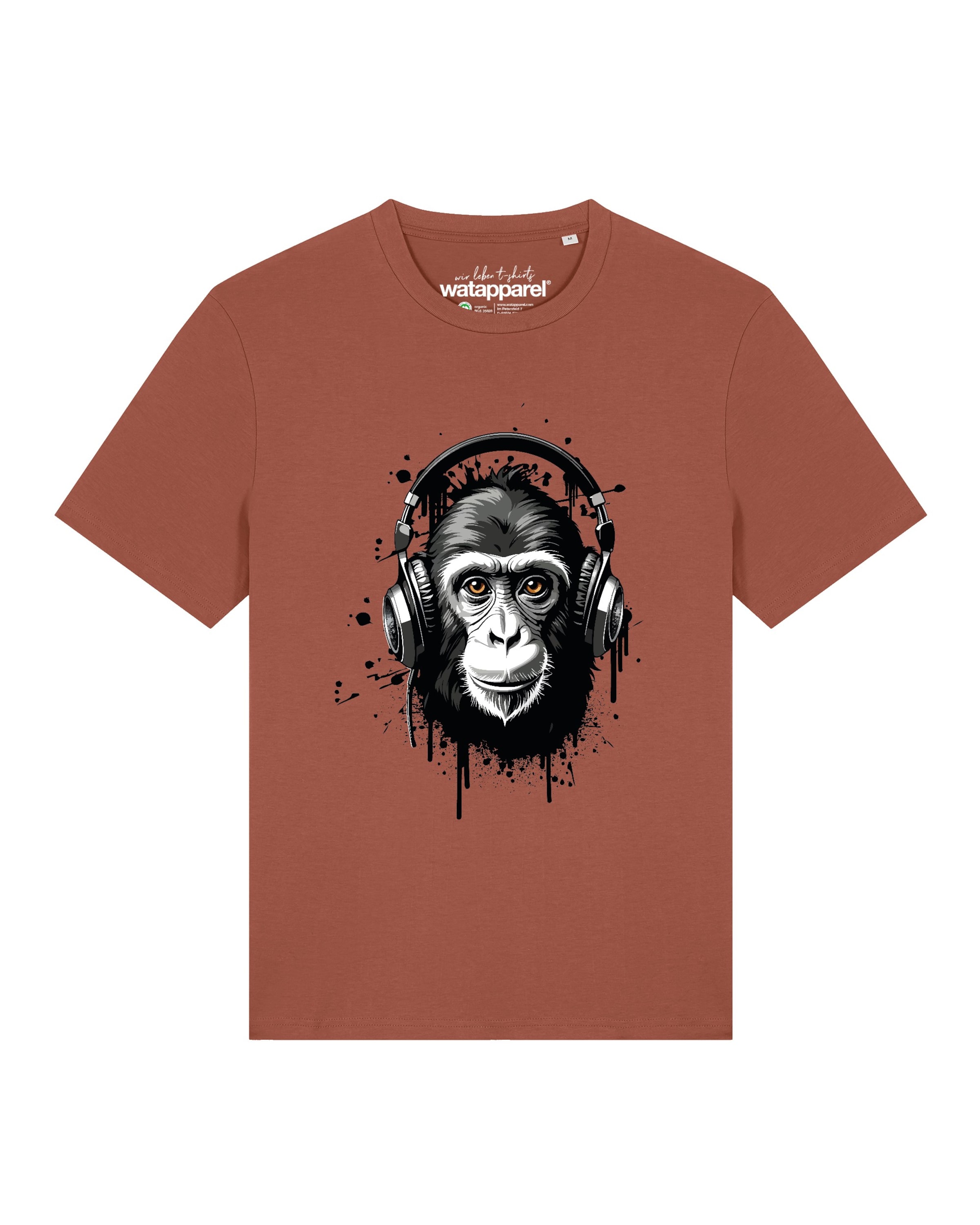 T-Shirt 'Affe hört Musik' Watapparel en rouge : devant