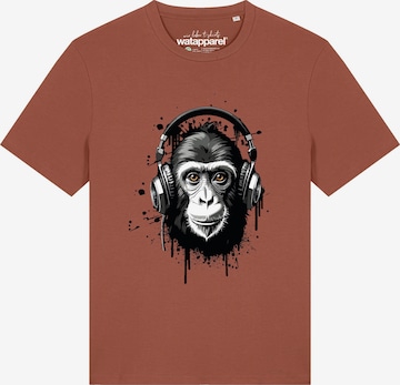 T-Shirt 'Affe hört Musik' Watapparel en rouge : devant