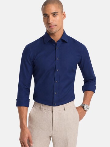 Michael Kors Regular fit Skjorta 'DOBBY ENGINEERD MODERN FIT SHIRT CAMICIA' i blå: framsida