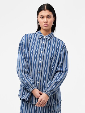 PIECES Blouse 'JUBEL' in Blauw: voorkant