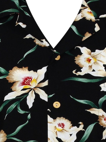 Paradise Found Regular fit Button Up Shirt 'Tom Selleck Star Orchid' in Black