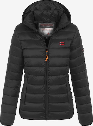 GEOGRAPHICAL NORWAY Winterjacke 'Damen Herbst Winter Jacke Steppjacke Outdoor Übergangs leicht Kapuze' in Schwarz: Vorderseite