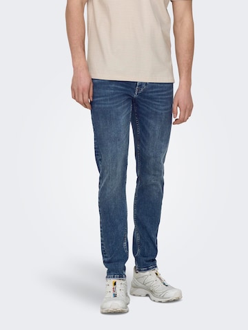 Only & Sons Skinny Jeans 'Warp' in Blue: front