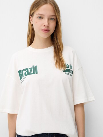 T-shirt 'BRAZIL' Bershka en blanc