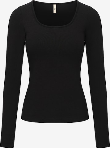 cfab (formerly creamy fabrics) Top 'Cotton Long Sleeve mit integriertem Wireless Bra' in Schwarz: Vorderseite