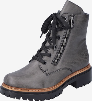 Rieker Lace-Up Ankle Boots in Grey: front